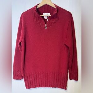Coldwater Creek Women's Red Valentines Sweater with Heart Charm Zip
Size Small